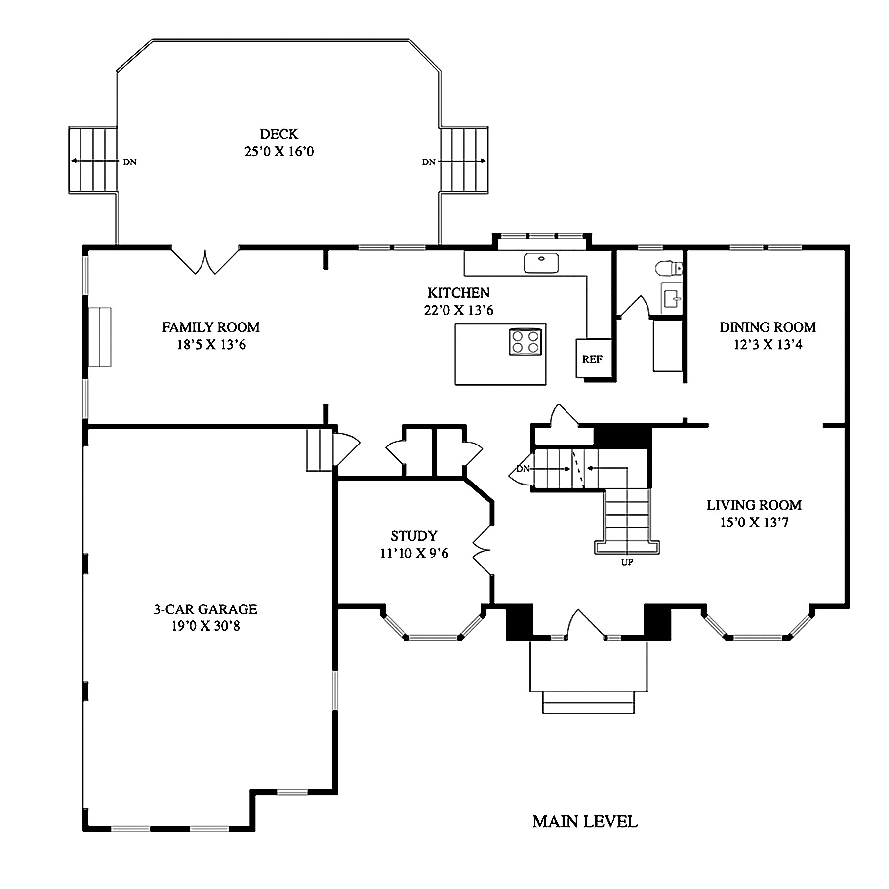 Main Level — Family / Kitchen / 3-Car Garage